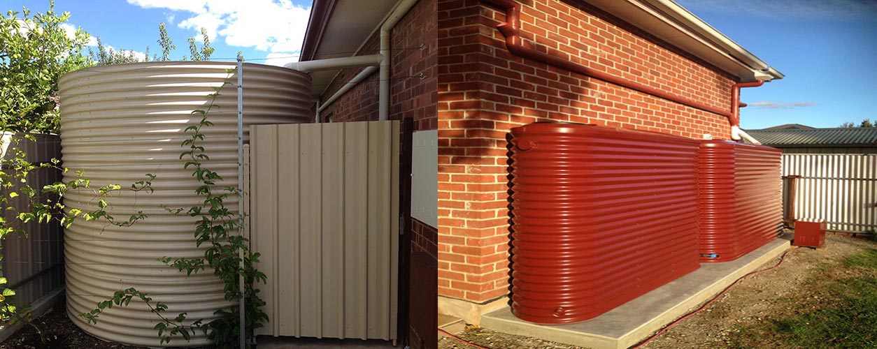 Slimline rainwater tanks fited into small situations