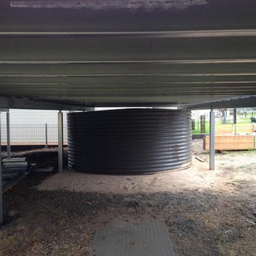 Built on site Aquaplate tank to fit under deck